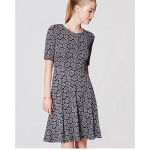 NWT Womens Ann Taylor Loft Paisley 3/4 Sleeve Fit & Flare Dress - Sz XS